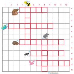 Imprimer la grille de mots croisés animaux des jardin 1 pour le primaire cycle 2 