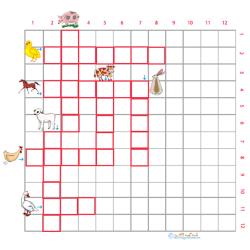Imprimer Grille de mots croisés animaux de la ferme grille 3 pour le primaire cycle 2