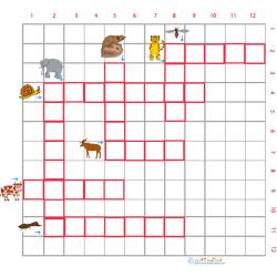 Imprimer la grille de mots  croisés sur les animaux grille 6 pour le primaire cycle 2