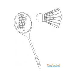 Badminton : coloriage d'une raquette et volant de badminton