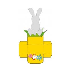 petite corbeille de table "lapin gris dos" 