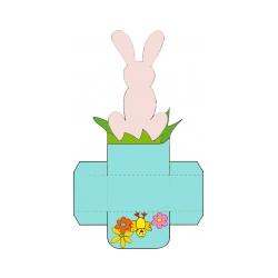 petite corbeille de table "lapin rose dos"