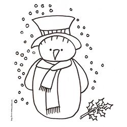 coloriage du bonhomme de neige aux flocons de neige