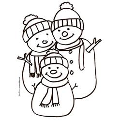 coloriage des 3 bonshommes de neige