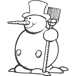coloriage du bonhomme de neige rond au balai