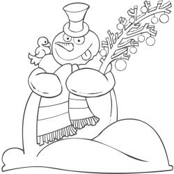 coloriage du bonhomme de neige qui tire la langue