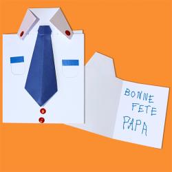 Voici une belle carte en origami en forme de chemise cravate à plier et à réaliser pour la fête des pères. Un pliage origami simple réalisable avec tous les enfants. A chaque enfant de choisir la coul