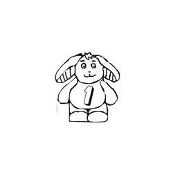 Coloriage du lapin portant le chiffre 1