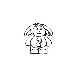 Coloriage du lapin portant le chiffre 2