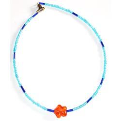 Collier fleur et perles de rocaille rondes et tube