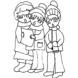 coloriage des enfants chantant Noël 