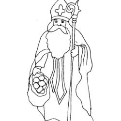 Coloriage saint Nicolas aux pommes