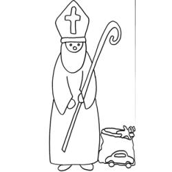 Coloriage naïf de saint Nicolas et son sac à jouets