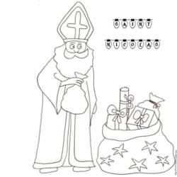 coloriage de saint Nicolas et ses sacs