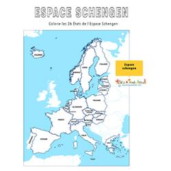 Colorier la carte de l'espace Schengen