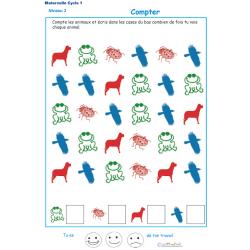 Exercice 4 compter des animaux maternelle et écrire le chiffre niveau 3