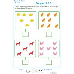 Imprimer l'exercice 4 pour apprendre à compter maternelle niveau 3