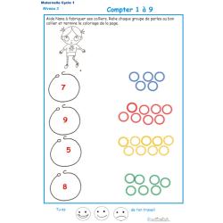 Imprimer l'Exercice 2 pour compter les perles du collier maternelle niveau 3