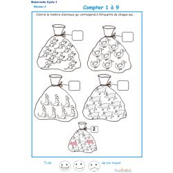 Imprimer la fiche pour colorier le bon nombre Exercice 1 GS niveau 3
