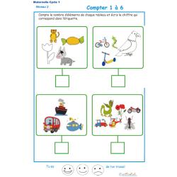 Imprimer l' Exercice 9 de l'ardoise pour apprendre &agrave; compter les animaux et objets divers 