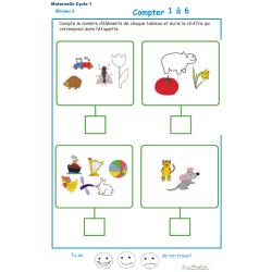 Imprimer l' Exercice 11 de l'ardoise pour apprendre &agrave; compter les animaux, l&eacute;gumes et objets divers 