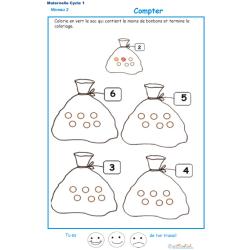 Exercice 4 pour compter et colorier le bon nombre de billes