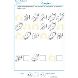Imprimer l'Exercice 3 pour apprendre à compter maternelle niveau 3 