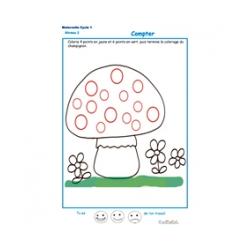 compter et colorier les points du champignon 