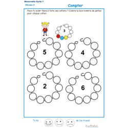 Exercice 1 pour compter et colorier les perles du collier de Nana