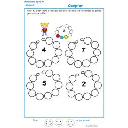 Exercice 3 pour compter et colorier les perles du collier de Nana
