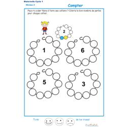 Exercice 4 pour compter et colorier les perles du collier de Nana