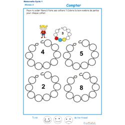 Exercice 5 pour compter et colorier les perles du collier de Nana