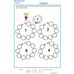 Exercice 6 pour compter et colorier les perles du collier de Nana