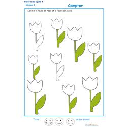 Exercice 2 pour colorier le nombre de fleurs indiqu&eacute; par la consigne