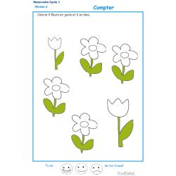 Exercice 3 pour colorier le nombre de fleurs indiqu&eacute; par la consigne
