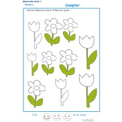 Exercice 6 pour colorier le nombre de fleurs indiqu&eacute; par la consigne