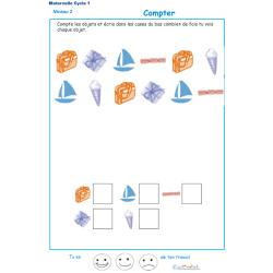Imprimer l'exercice 2 pour apprendre &agrave; compter maternelle niveau 2 