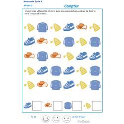 Imprimer l'exercice 1 pour apprendre &agrave; compter maternelle niveau 3 