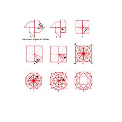 Croquis origami du cadre rosace