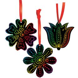 Décorations fleurs en carte à gratter noire