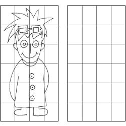 Activité de dessin cases garçon à lunettes