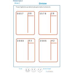 Divisions à deux chiffres - division euclidienne exercice 3 