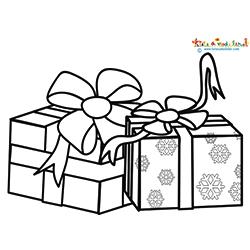 Coloriage de deux gros cadeaux de Noël