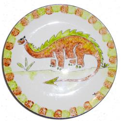 Explication pour faire une assiette peinte au pochoir dinosaure