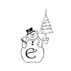 coloriage lettre e bonhomme de neige