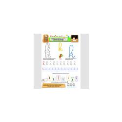 Page à imprimer pour s'amuser à écrire la lettre k en lettre minuscule. Sur cette page d'activité, votre enfant peut voir le sens d'écriture de la lettre manuscite avant d'écrire le "k" à son tour.
