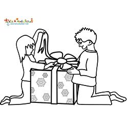 Les enfants et le cadeaux de Noël