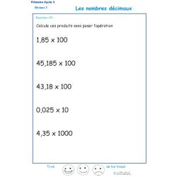 Multiplications avec des nombres décimaux exercice 10 CM1 - CM2