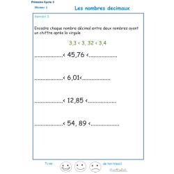 Nombres décimaux Exercice 3 CM1 - CM2