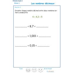 Nombres décimaux Exercice 4 CM1 - CM2 